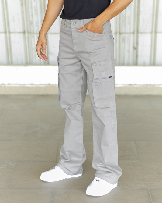Men’s Loose Fit Cargo Pants – Light Grey
