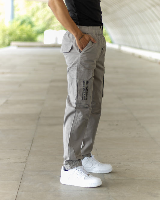 LIGHT GREY Cotton Cargo Joggers with Utility Pockets – Sober Saint