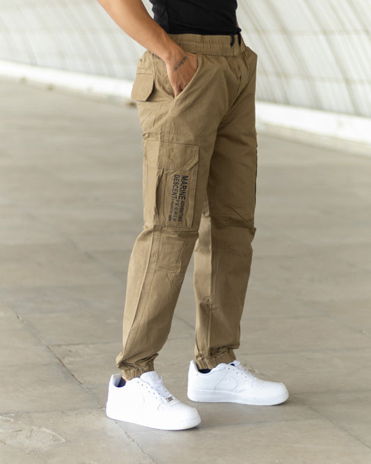 KHAKI Cotton Cargo Joggers with Utility Pockets – Sober Saint