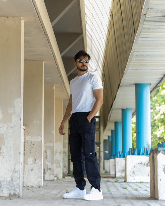 BLACK Cotton Cargo Joggers with Utility Pockets – Sober Saint
