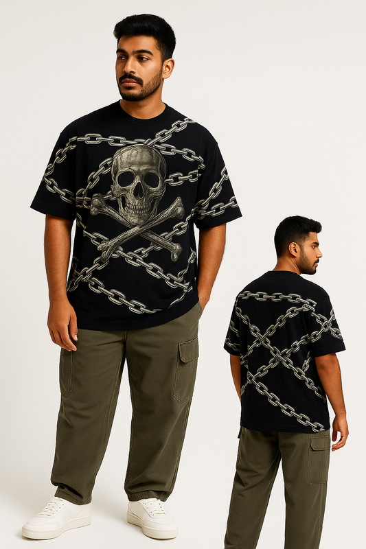 BLACK Oversized Skull & Chain Graphic T-Shirt – Sober Saint