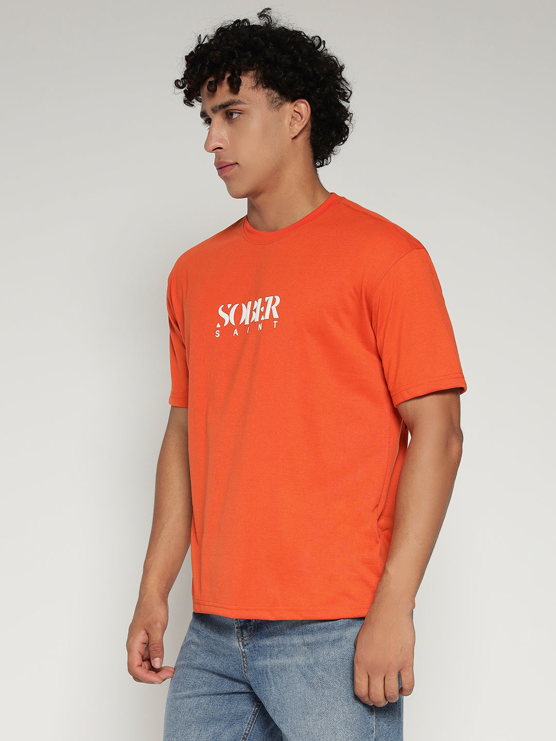ORANGE Oversized Graphic T-Shirt with Angel Wing Back Print – Sober Saint
