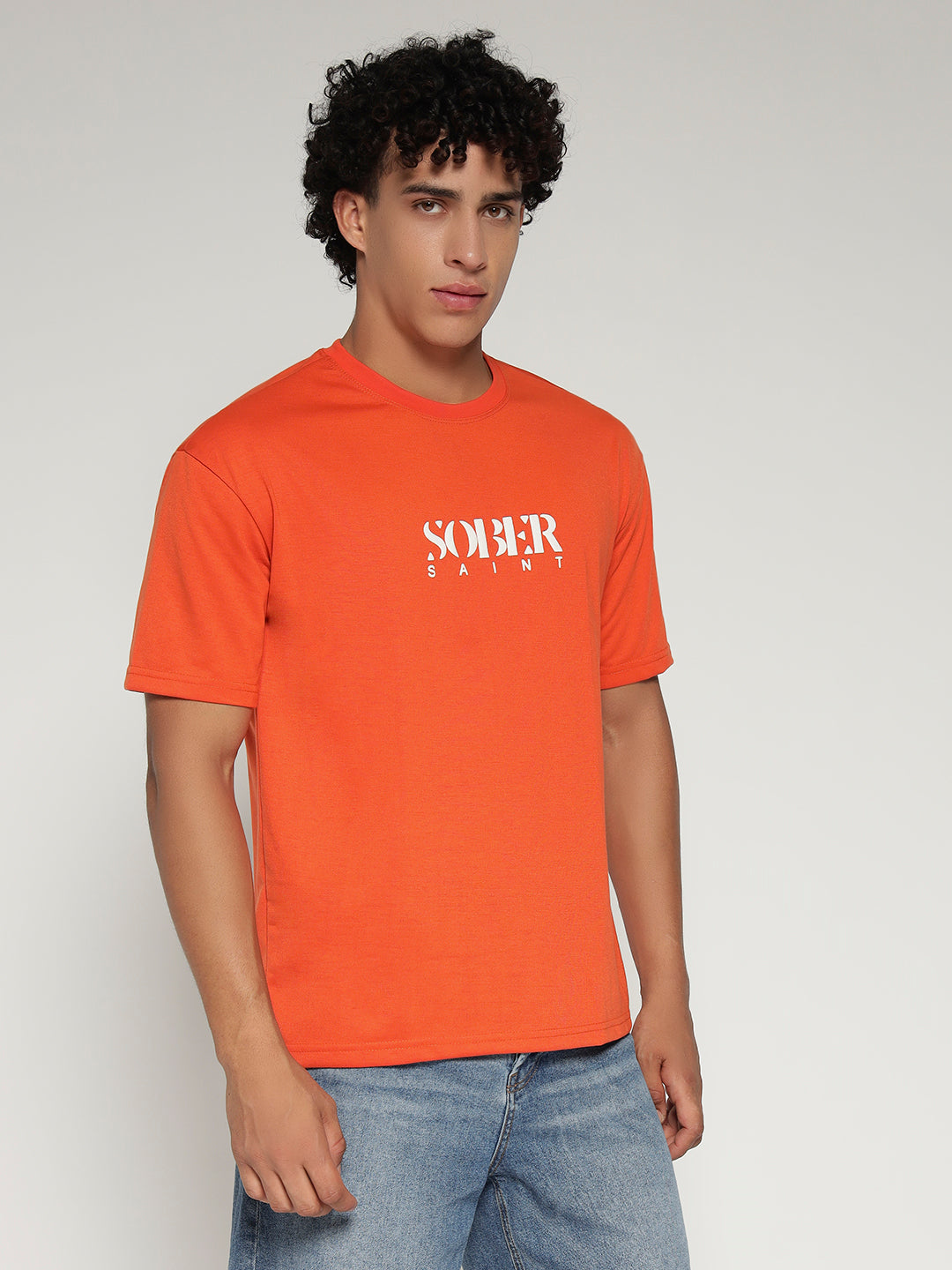 ORANGE Oversized Graphic T-Shirt with Angel Wing Back Print – Sober Saint