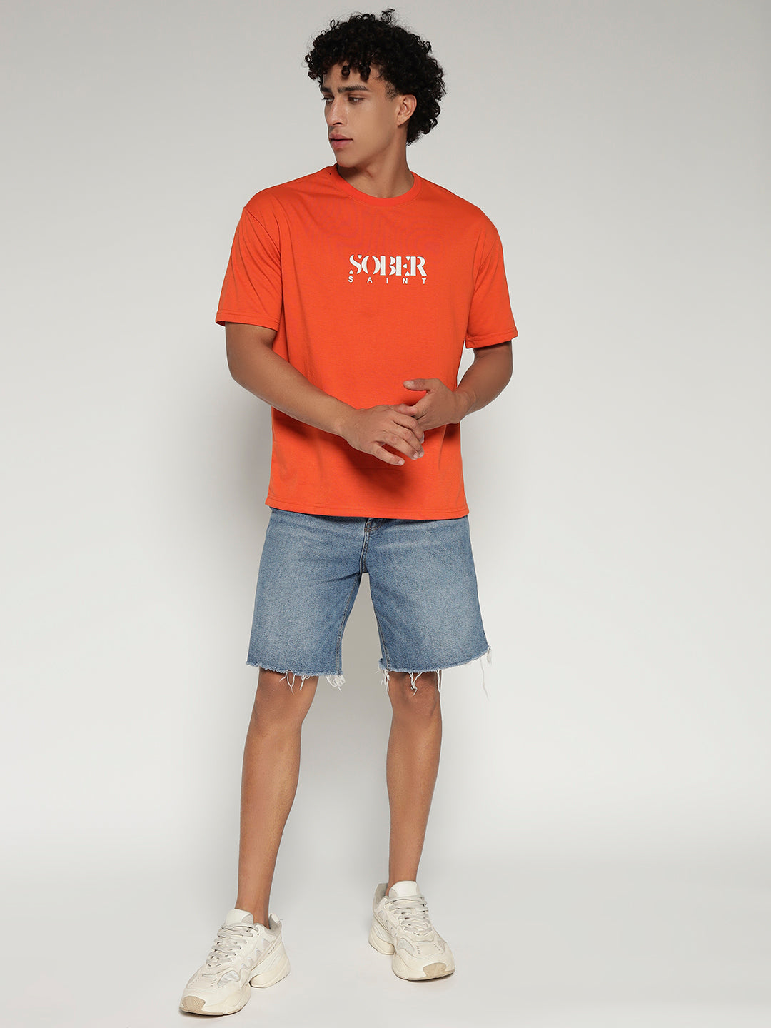 ORANGE Oversized Graphic T-Shirt with Angel Wing Back Print – Sober Saint