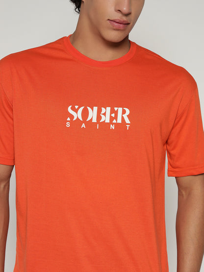 ORANGE Oversized Graphic T-Shirt with Angel Wing Back Print – Sober Saint
