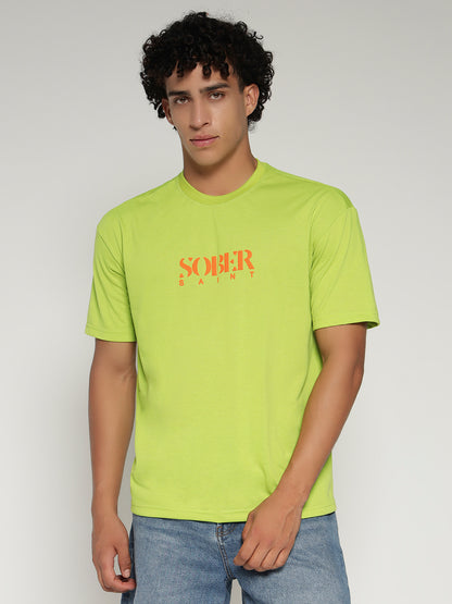 Neon Green Oversized Graphic T-Shirt with Angel Wing Back Print – Sober Saint
