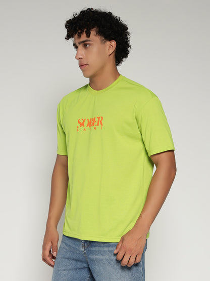 Neon Green Oversized Graphic T-Shirt with Angel Wing Back Print – Sober Saint