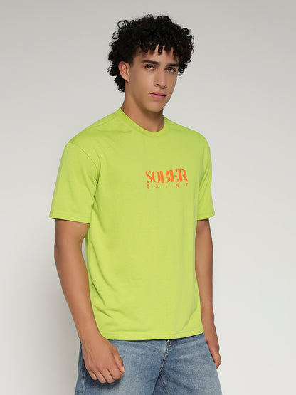 Neon Green Oversized Graphic T-Shirt with Angel Wing Back Print – Sober Saint