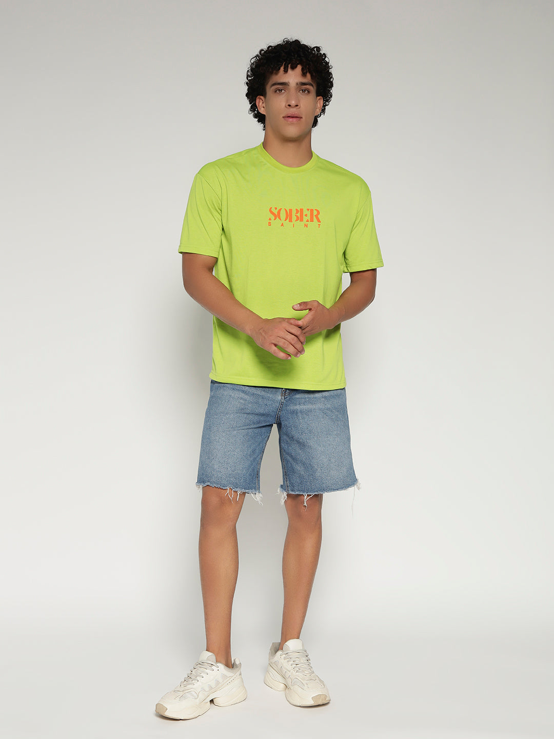 Neon Green Oversized Graphic T-Shirt with Angel Wing Back Print – Sober Saint