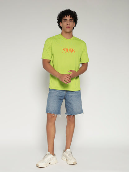 Neon Green Oversized Graphic T-Shirt with Angel Wing Back Print – Sober Saint