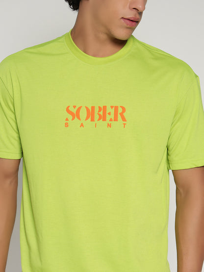 Neon Green Oversized Graphic T-Shirt with Angel Wing Back Print – Sober Saint