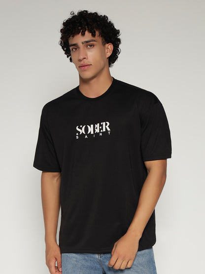 BLACK Oversized Graphic T-Shirt with Angel Wing Back Print – Sober Saint