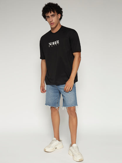 BLACK Oversized Graphic T-Shirt with Angel Wing Back Print – Sober Saint