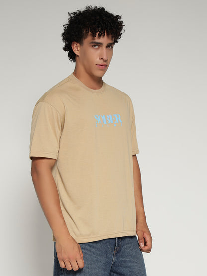 BEIGE Oversized Graphic T-Shirt with Angel Wing Back Print – Sober Saint