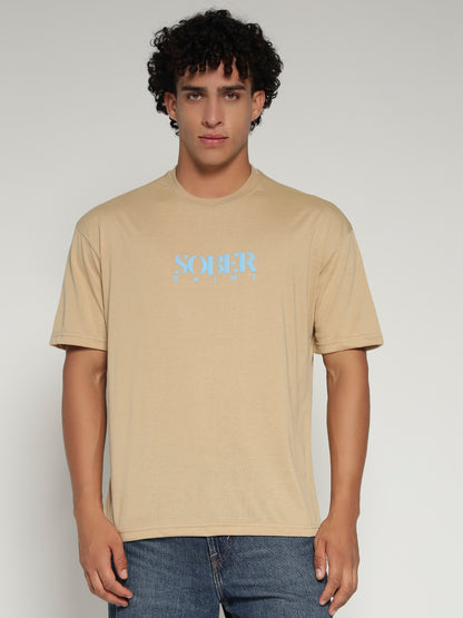 BEIGE Oversized Graphic T-Shirt with Angel Wing Back Print – Sober Saint