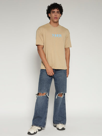 BEIGE Oversized Graphic T-Shirt with Angel Wing Back Print – Sober Saint