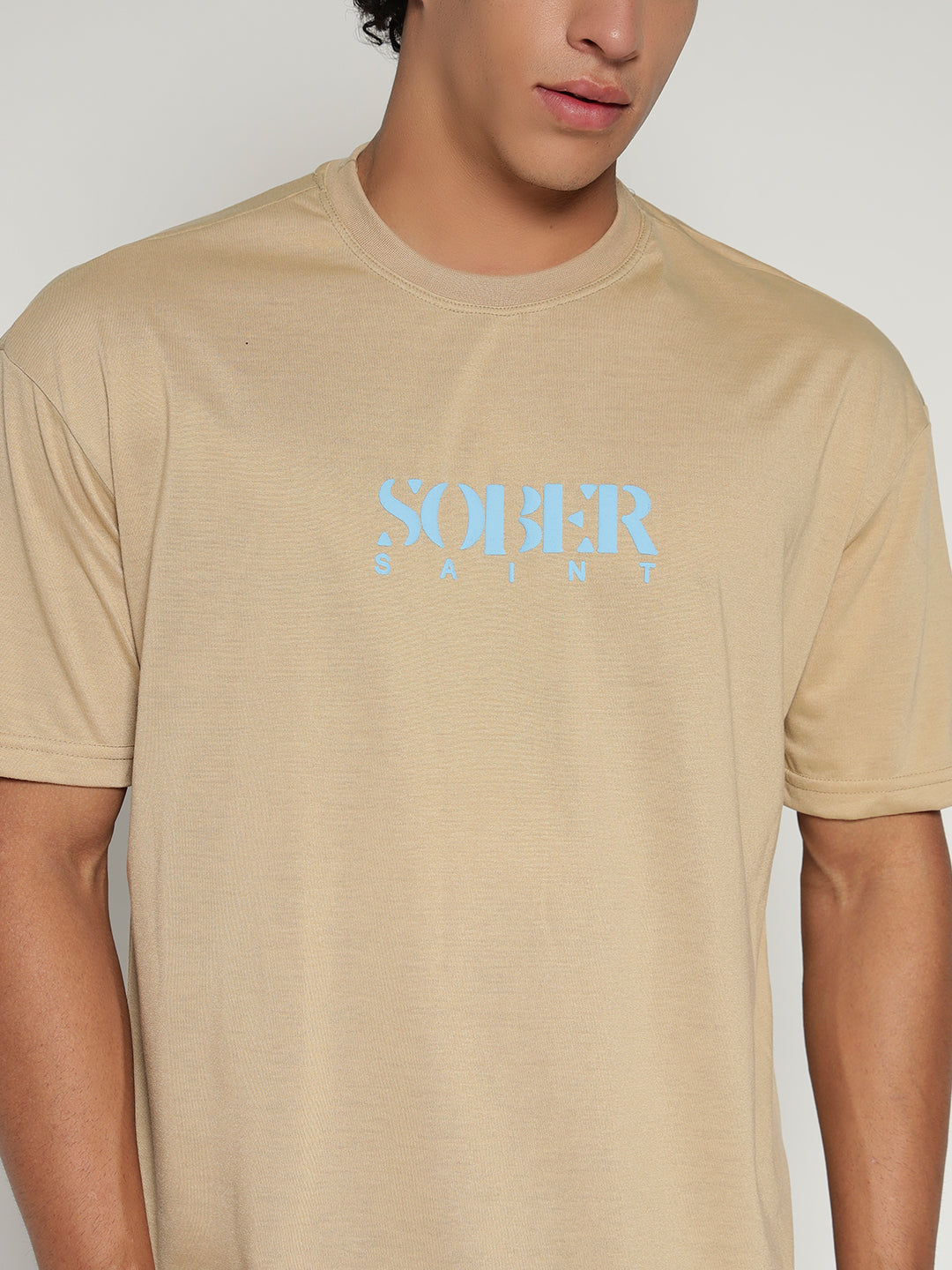 BEIGE Oversized Graphic T-Shirt with Angel Wing Back Print – Sober Saint