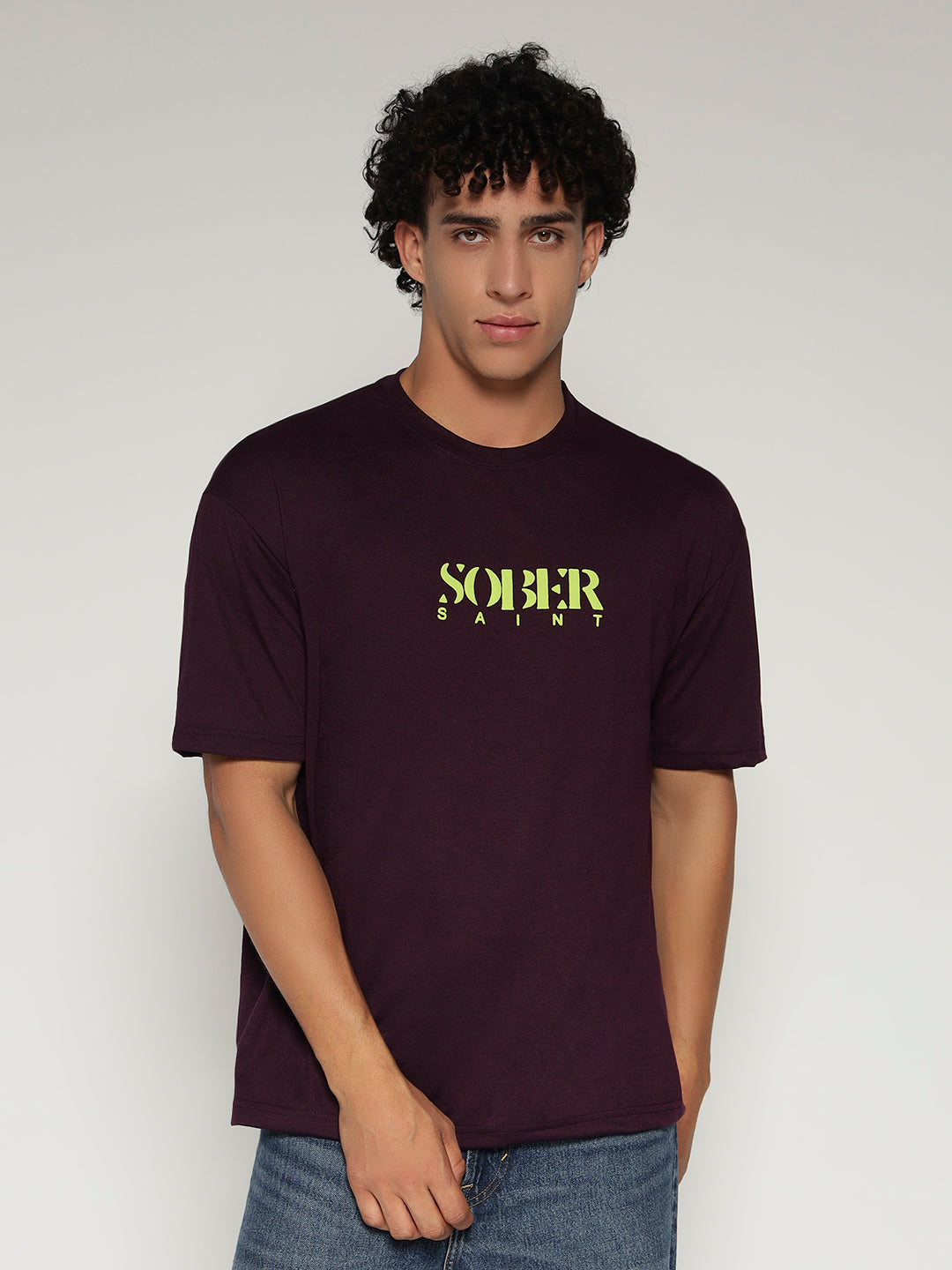 WINE Oversized Graphic T-Shirt with Angel Wing Back Print – Sober Saint