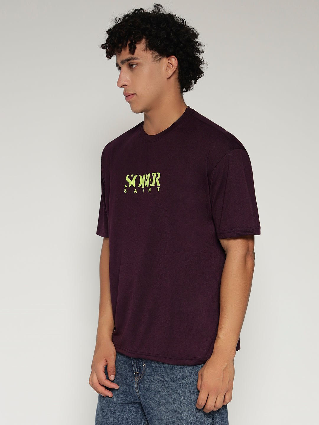 WINE Oversized Graphic T-Shirt with Angel Wing Back Print – Sober Saint