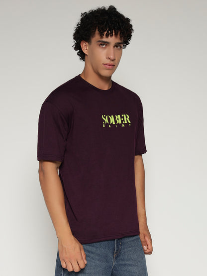 WINE Oversized Graphic T-Shirt with Angel Wing Back Print – Sober Saint