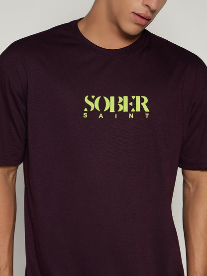 WINE Oversized Graphic T-Shirt with Angel Wing Back Print – Sober Saint