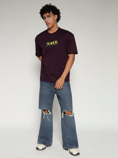 WINE Oversized Graphic T-Shirt with Angel Wing Back Print – Sober Saint