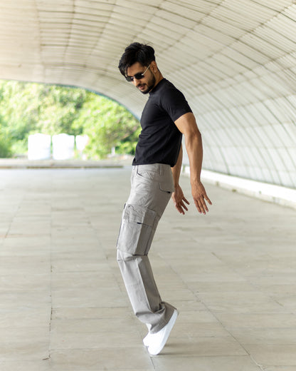 Men’s Loose Fit Cargo Pants – Light Grey