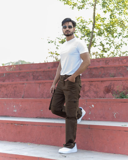 Men’s Loose Fit Cargo Pants – Coffee