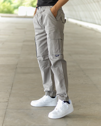 LIGHT GREY Cotton Cargo Joggers with Utility Pockets – Sober Saint