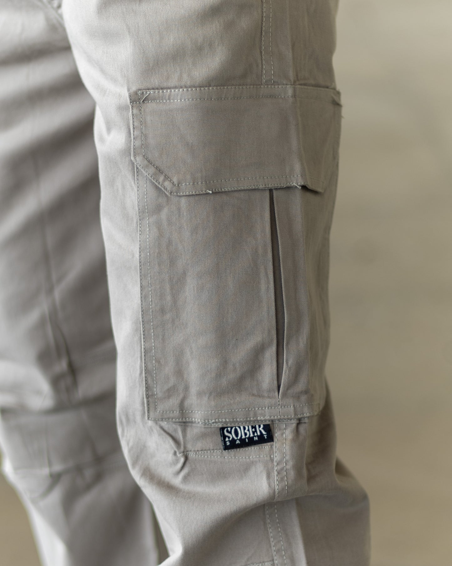 LIGHT GREY Cotton Cargo Joggers with Utility Pockets – Sober Saint