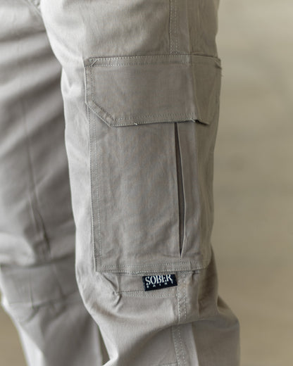 LIGHT GREY Cotton Cargo Joggers with Utility Pockets – Sober Saint