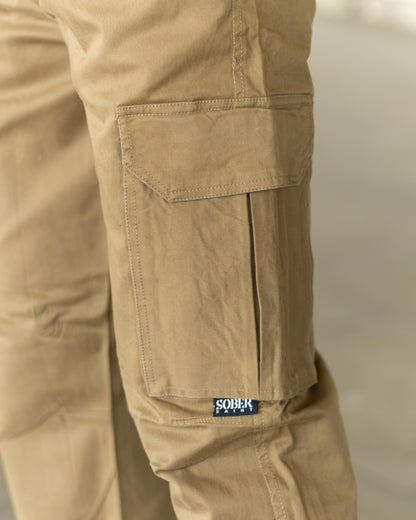 KHAKI Cotton Cargo Joggers with Utility Pockets – Sober Saint
