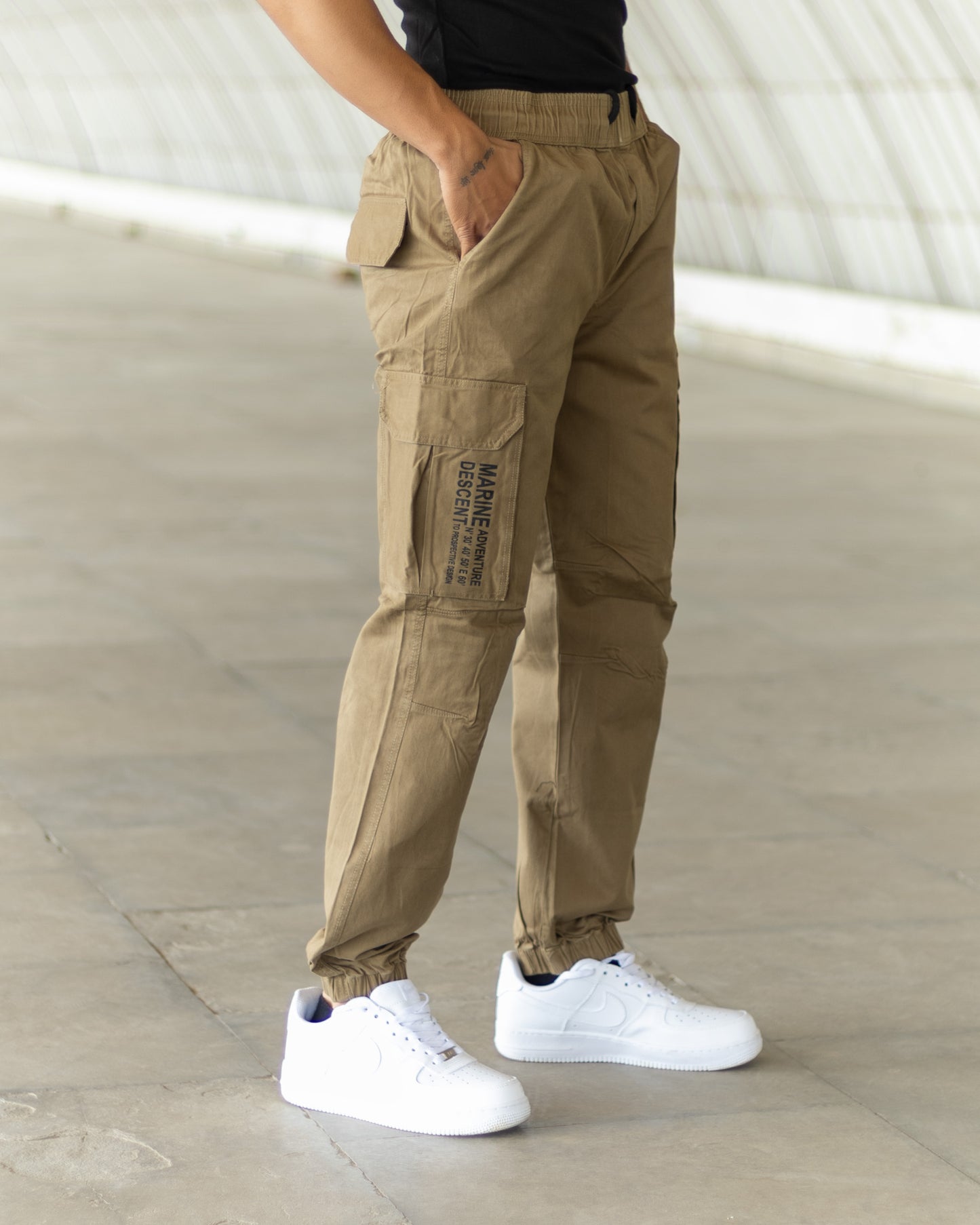 KHAKI Cotton Cargo Joggers with Utility Pockets – Sober Saint
