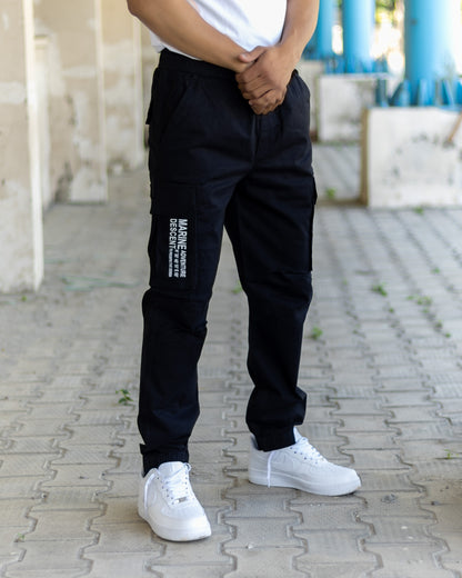 BLACK Cotton Cargo Joggers with Utility Pockets – Sober Saint