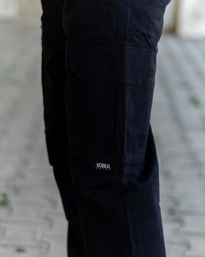 BLACK Cotton Cargo Joggers with Utility Pockets – Sober Saint