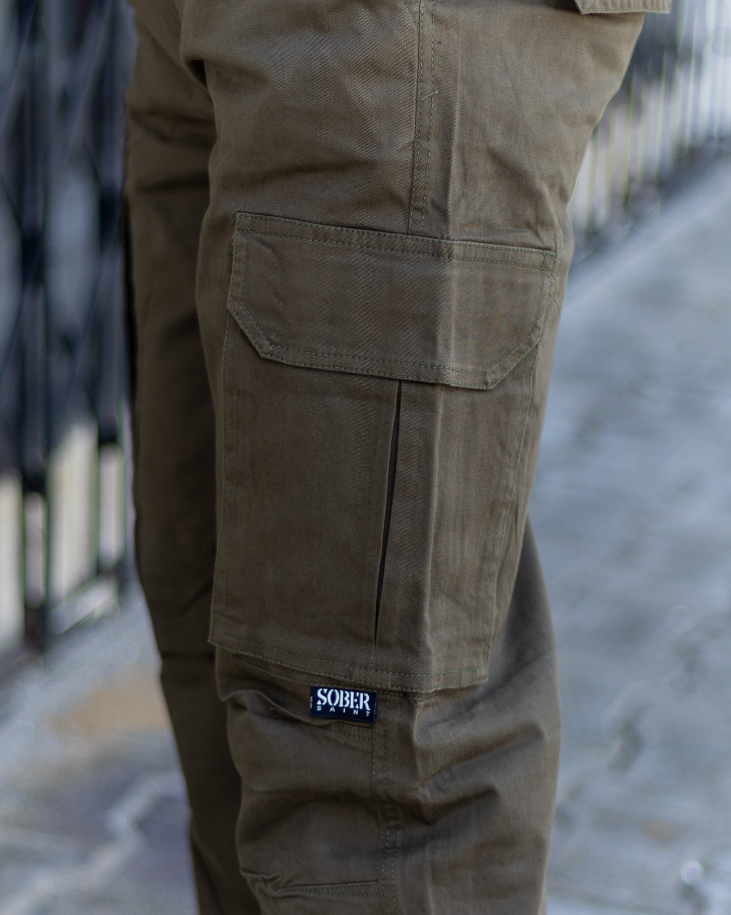 OLIVE Cotton Cargo Joggers with Utility Pockets – Sober Saint
