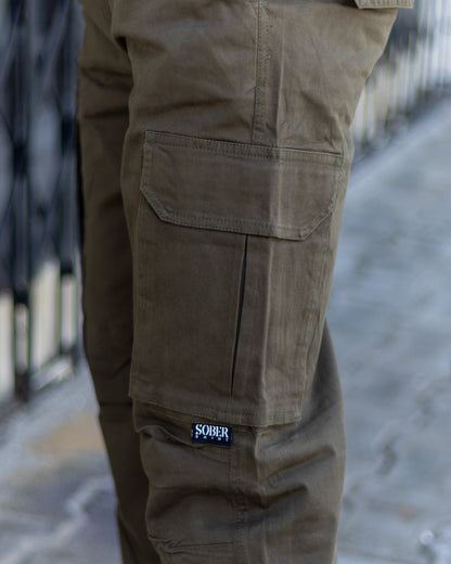 OLIVE Cotton Cargo Joggers with Utility Pockets – Sober Saint