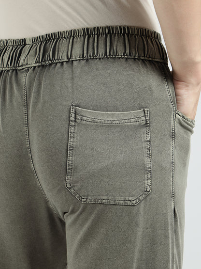 Men’s Cotton Acid Wash Straight Fit Cargo Joggers – COFFEE