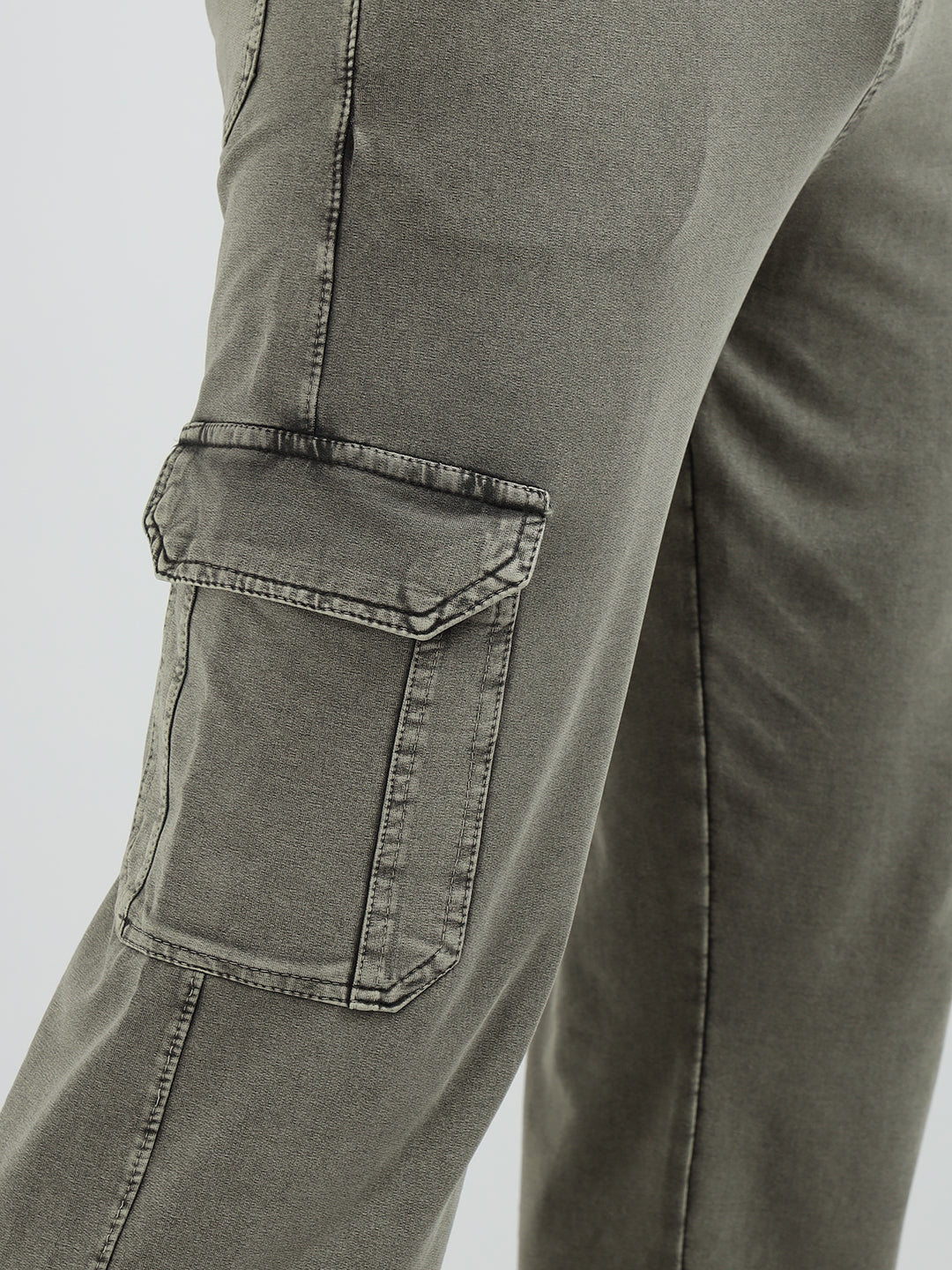 Men’s Cotton Acid Wash Straight Fit Cargo Joggers – COFFEE