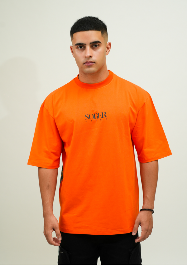 Tiger Orange Print Oversize T-Shirt