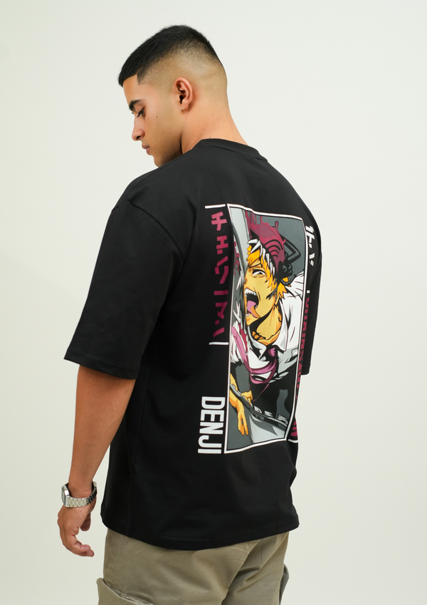 Denji Black Print Oversize T-Shirt