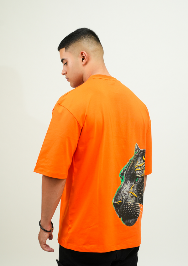 Tiger Orange Print Oversize T-Shirt