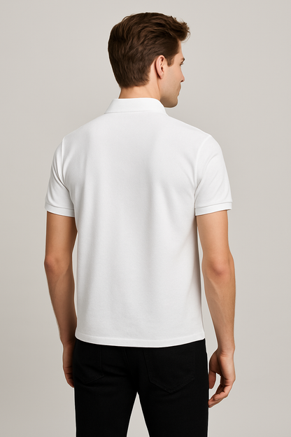 Aston Martin White Polo T-Shirt with AMR Graphic – Premium Cotton